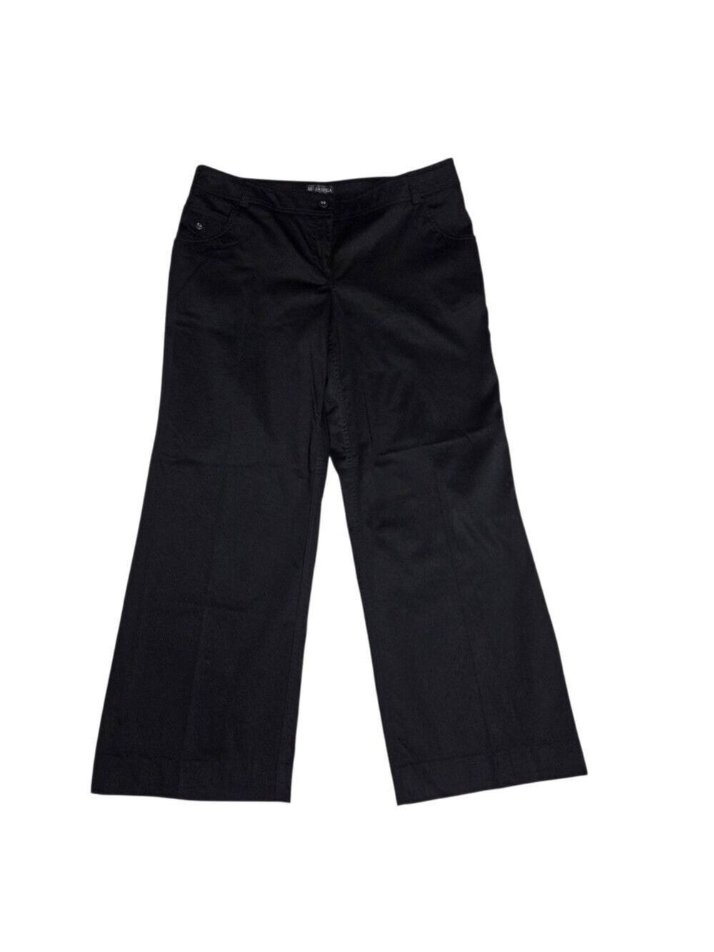 Della Spiga Black Wide Leg Crop Trousers Size 14